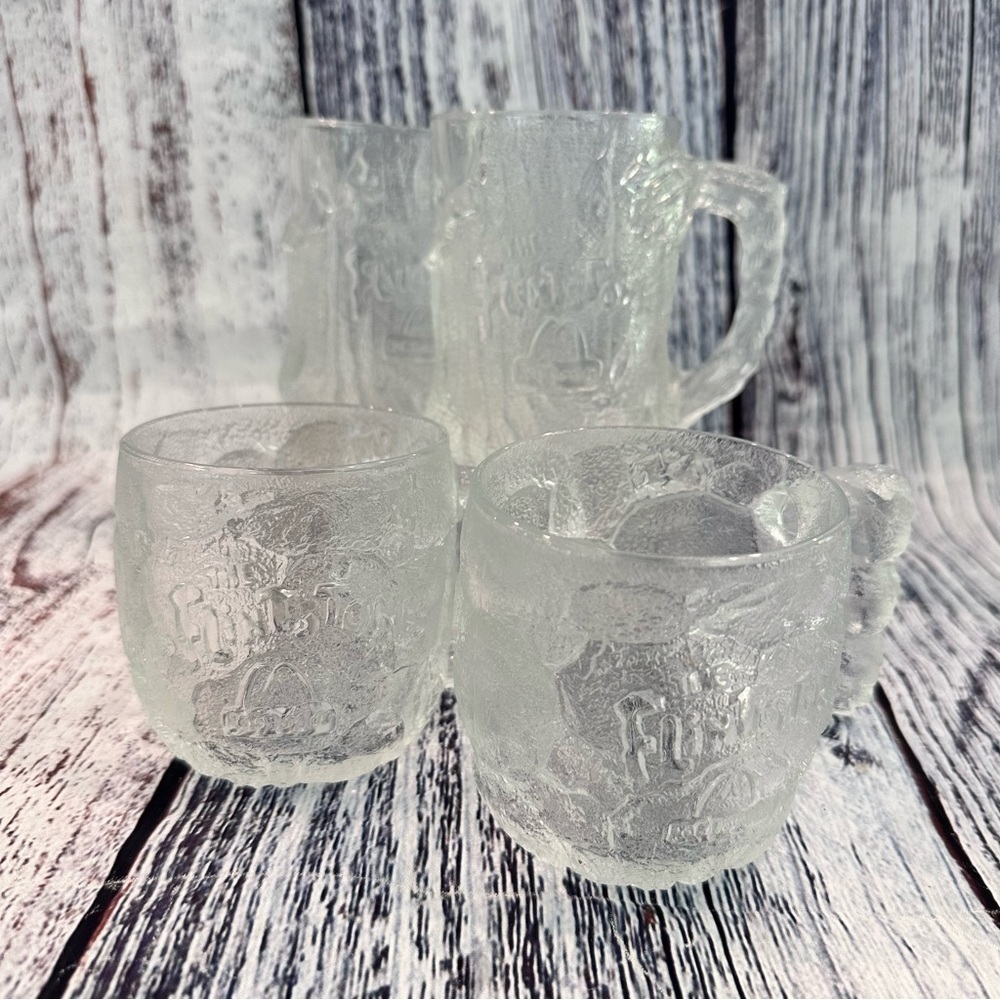 1993 Vintage Flintstones McDonald’s Glass Mugs Set of 4​​​​